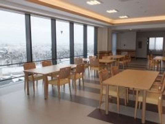 窓際の明るい食堂  