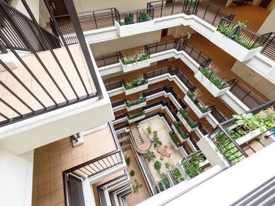 開放的な多層中庭