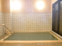明るい手すり付き浴室