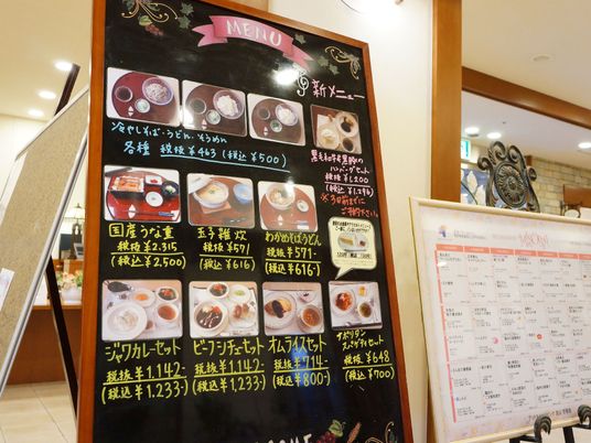 メニュー看板と価格表 