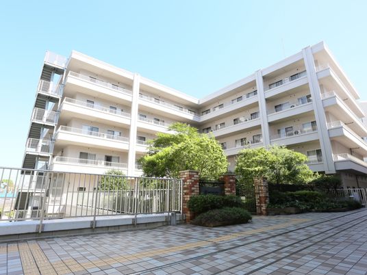 白い建物と緑の中庭