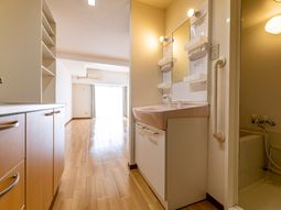 洗面台付き居室の一角