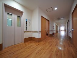 明るい廊下とエレベーター