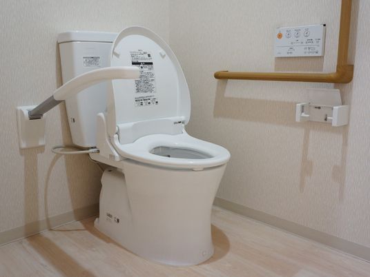 手すり付きの洋式トイレ