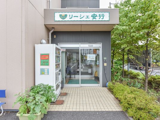 エントランスと緑の植物