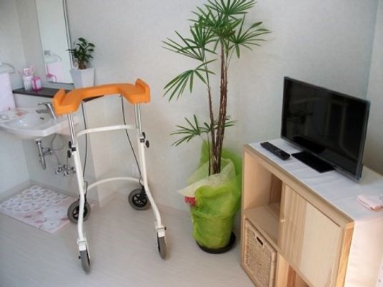 居室のウォーカーとテレビ