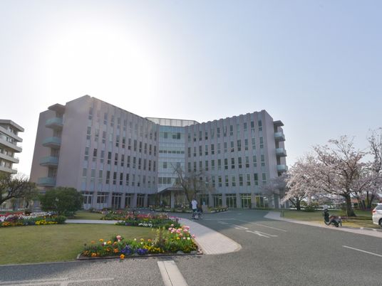 春の花々と建物外観
