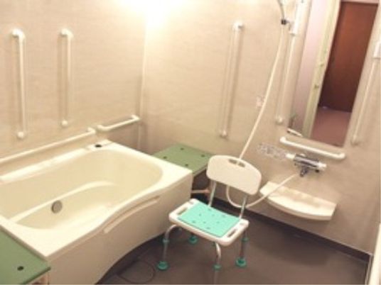 手すり付き清潔な浴室