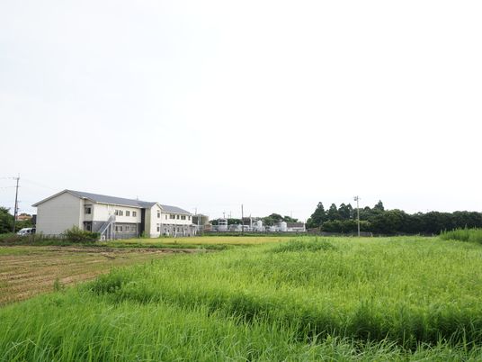 静かな田園に佇む建物