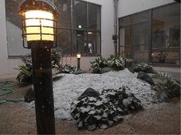 雪化粧をした中庭の景色