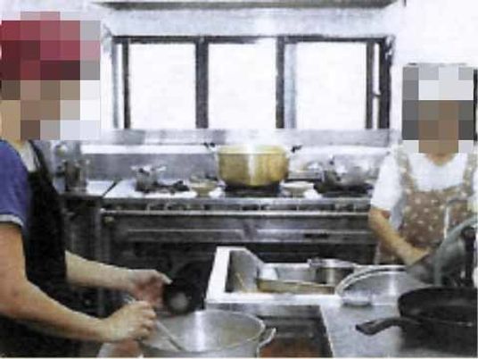 厨房で働く人々