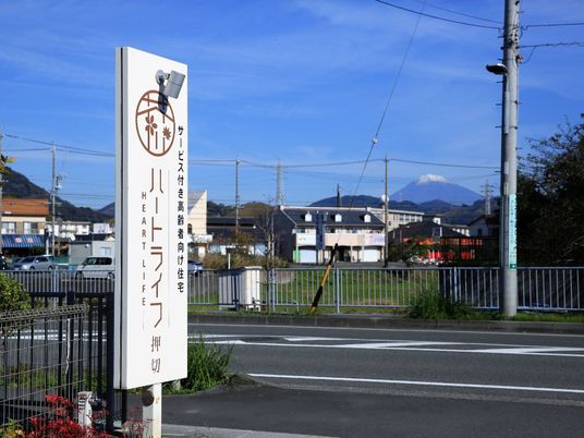 富士山背景の看板