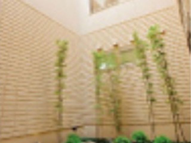中庭の緑豊かな風景 中庭 穏やかな自然光が差し込む中庭です。心地よい時間を過ごせるような設計になっており、来訪者の心を癒します。