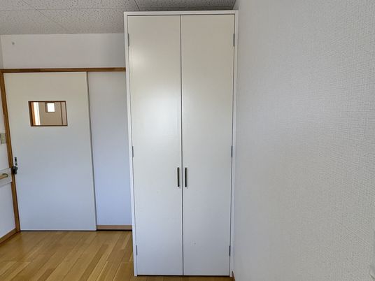 白いクローゼットとドアのある部屋