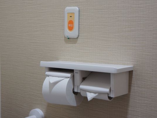 壁に取り付けられたトイレットペーパーホルダー