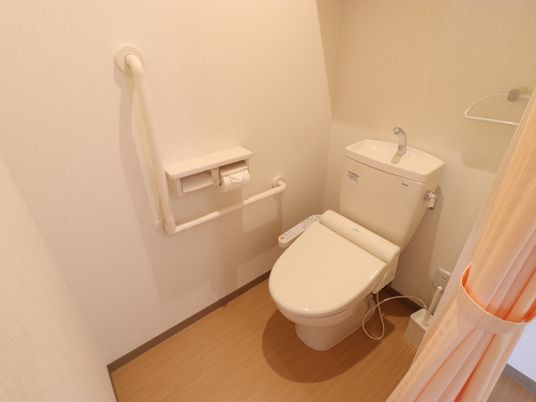 手すり付きの清潔なトイレ