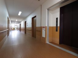 明るく広々とした廊下