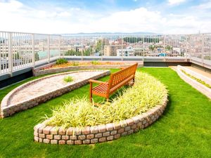 緑豊かな屋上庭園