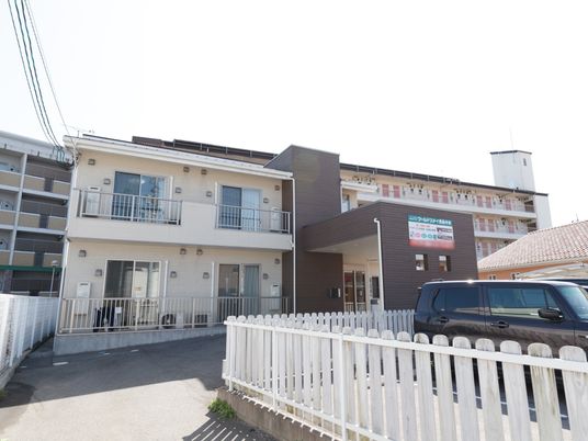 建物の外観と看板