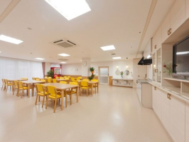 明るい広々とした食堂 食堂 開放感ある食堂です。黄色い椅子が映え、居心地の良い空間で食事ができます。