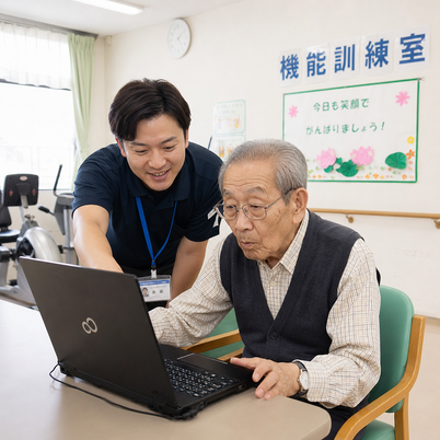 スタッフと利用者のパソコン操作