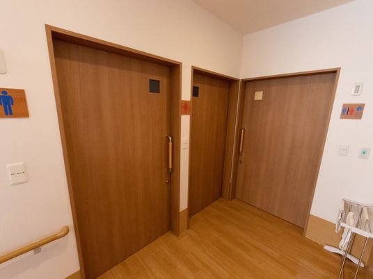木製の洗練されたトイレ扉