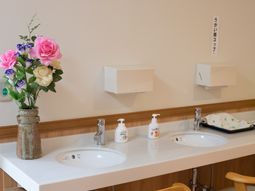 洗面台と花瓶の綺麗な空間