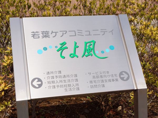 案内看板と緑の植物