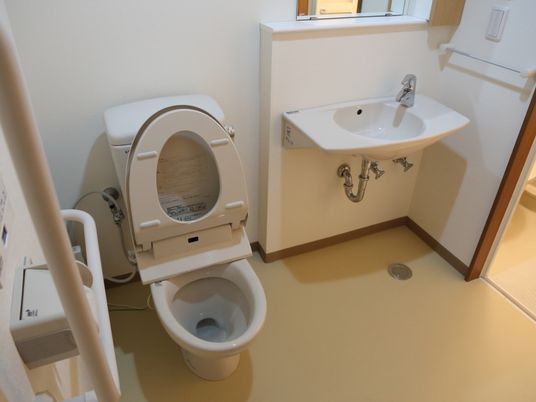 手すり付きトイレと洗面台