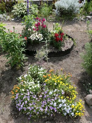 色とりどりの花々の庭