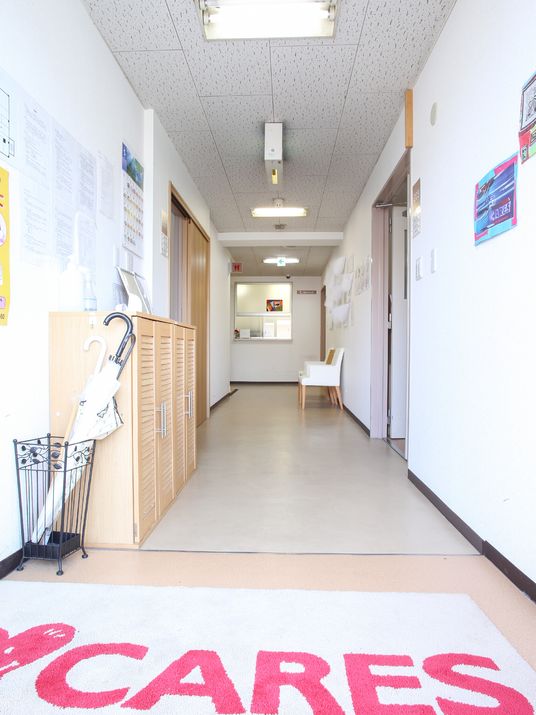 明るい廊下の一部分