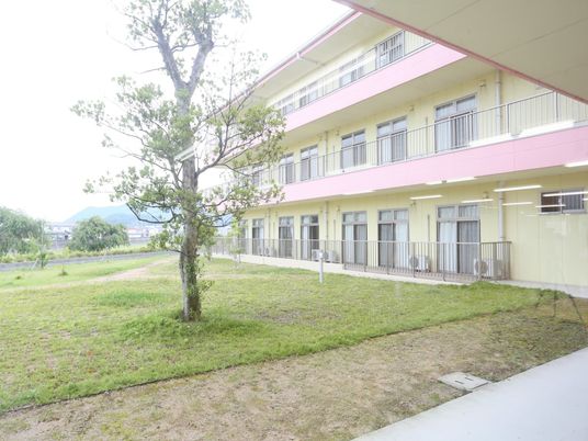 緑豊かな庭の建物