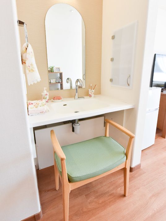 洗面台と鏡がある居室