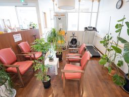 待合室の植物と運動器具