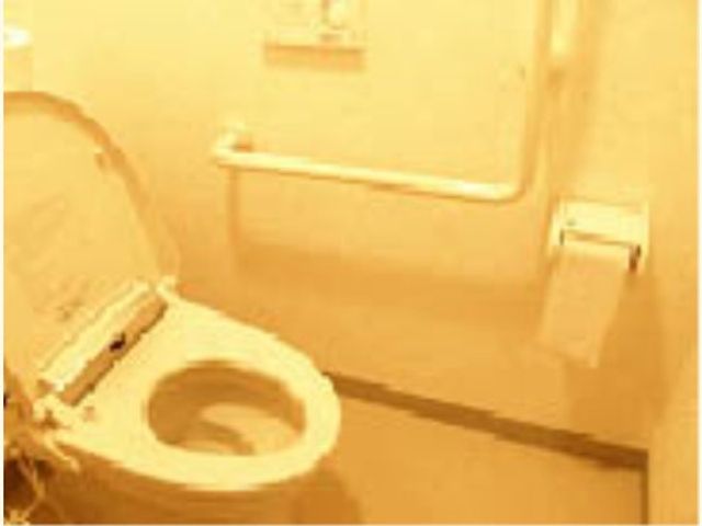 利用者支援のためのトイレ トイレ 手すりが付いた安心設計のトイレです。快適な使い心地を考えた空間となっています。