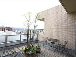 広々テラスと植物