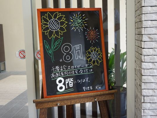 色鉛筆で描かれた掲示物