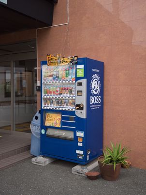 自動販売機と観葉植物