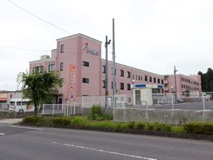 ピンクの建物の外観