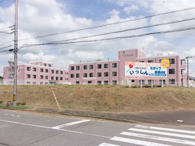 ピンクの建物の外観