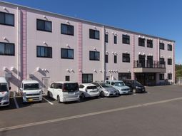 ピンクの建物の外観