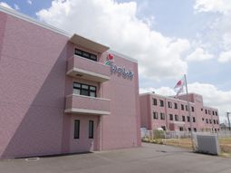 ピンクの建物の外観