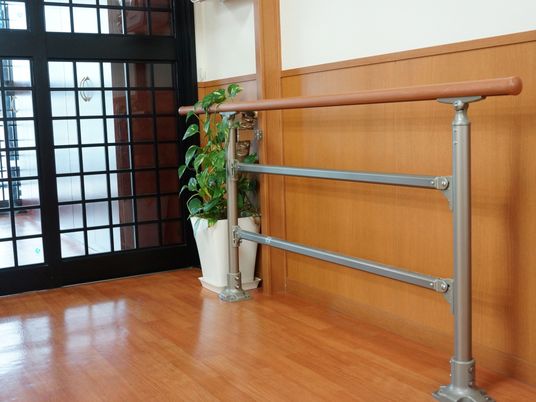 廊下の手すりと植物