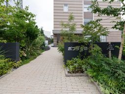 中庭の緑あふれる通路