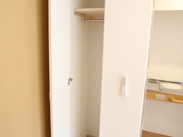 シンプルなクローゼット空間 ミニクローゼット 広々とした収納スペースが確保された明るいクローゼットで、ご自身の大切な品を整理整頓して保管できます。