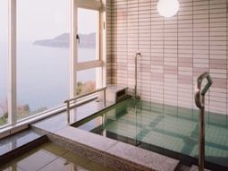 海を望む明るい浴室