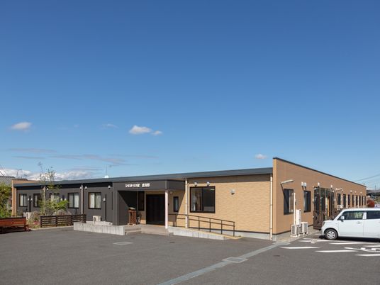 広々した駐車場と施設外観