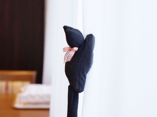 黒猫のぬいぐるみと室内