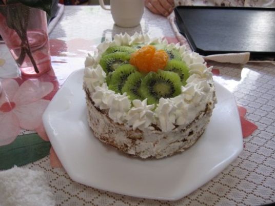フルーツケーキの上