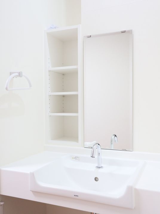 清潔な洗面台と棚